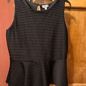 Bisou Bisou Black Textured Peplum Top